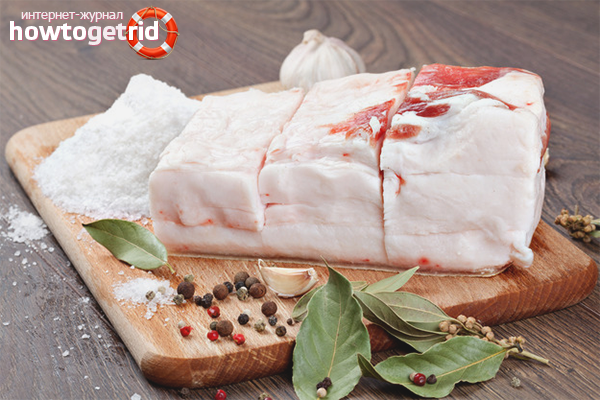 Съхранение на сол на свинска мас